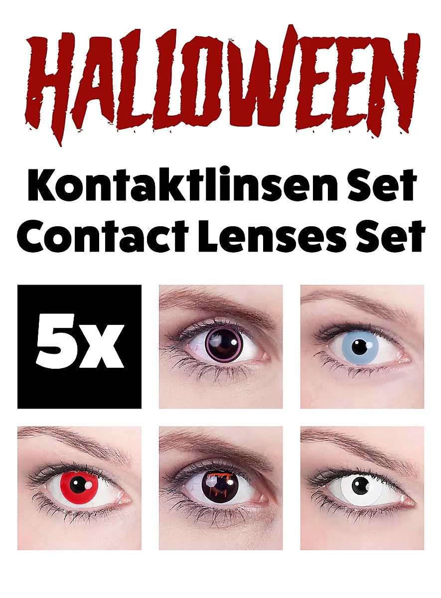 Kit de lentilles de contact Halloween avec 5 paires de lentilles de contact