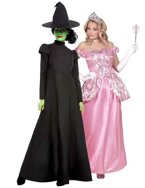 Déguisement duo sorcière noire et princesse rose