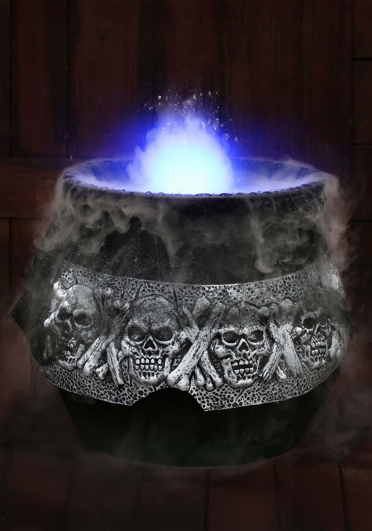 16-Inch Smoking Gothic Skull Cauldron Decoration
