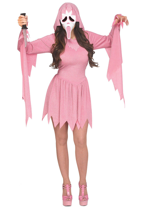 Women's Pink Glitter Ghost Face Costume